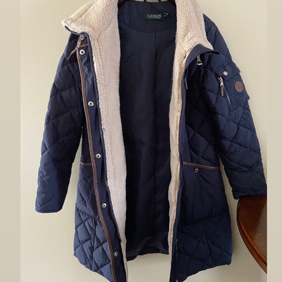 ๐ค๐ฟ3X HOST PICK๐ฟ๐ค Ralph Lauren Quilted Navy Sherpa Jacket- long NWOT - Picture 3 of 10